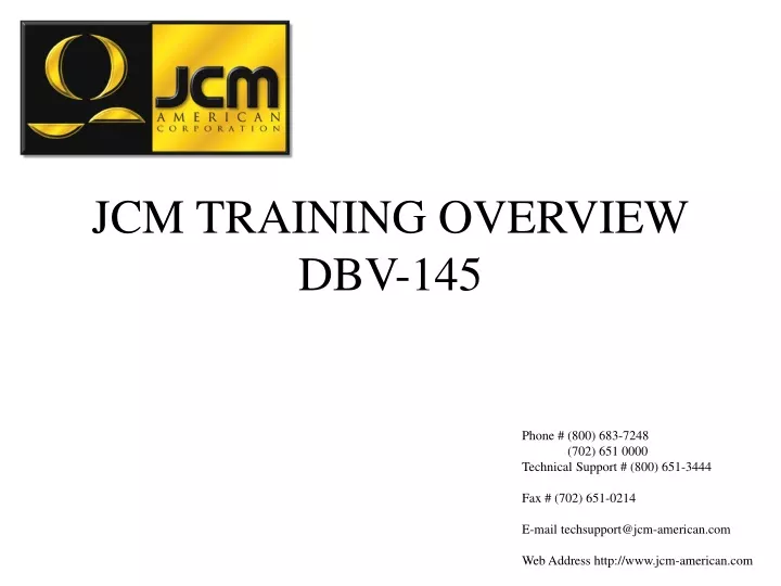 jcm training overview dbv 145