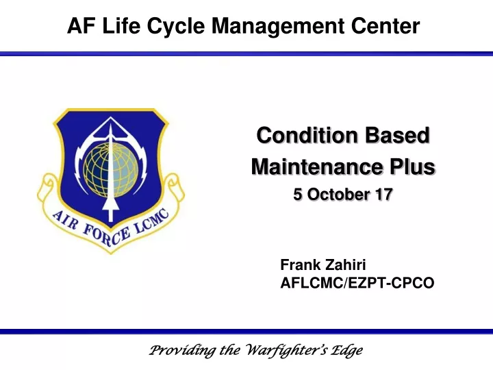 condition based maintenance plus 5 october 17