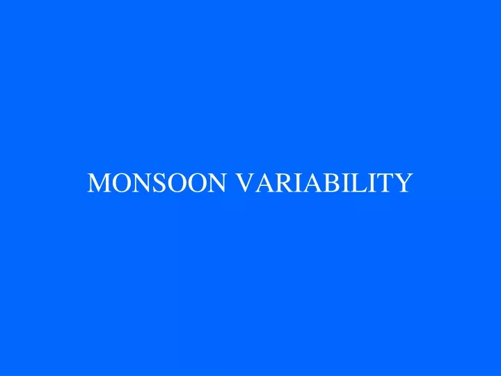 monsoon variability