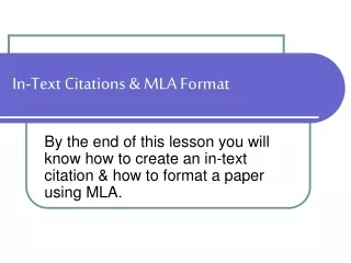 In-Text Citations &amp; MLA Format