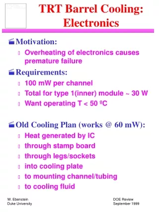TRT Barrel Cooling: Electronics