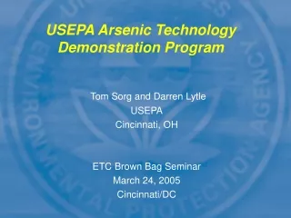 USEPA Arsenic Technology  Demonstration Program