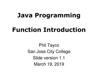 Java Programming Function Introduction