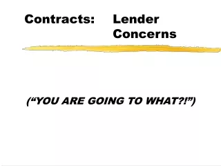 Contracts: 	Lender 						Concerns