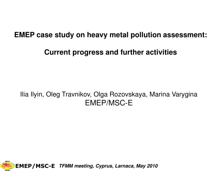 emep case study on heavy metal pollution