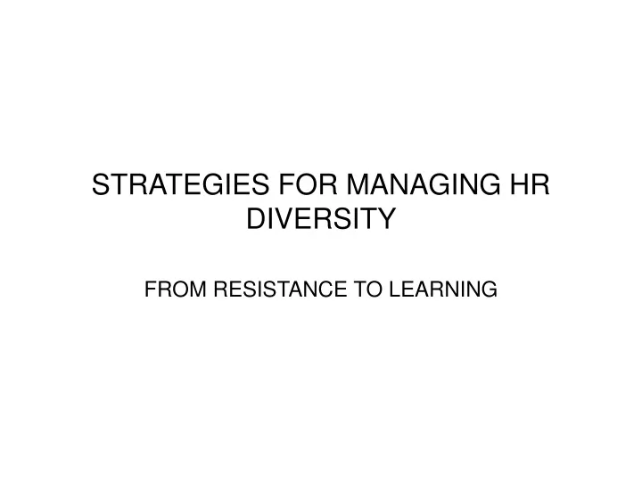 strategies for managing hr diversity