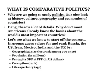 WHAT IS  COMPARATIVE POLITICS ?