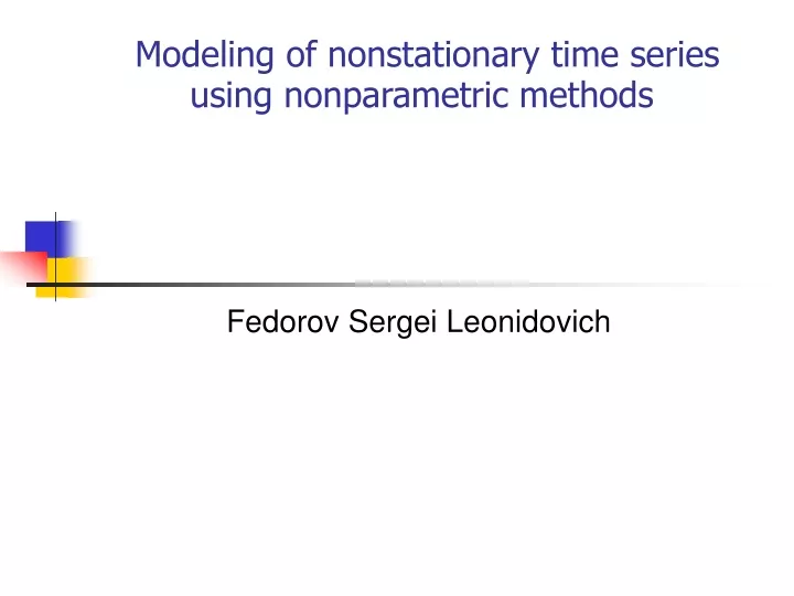 modeling of nonstationary time series using