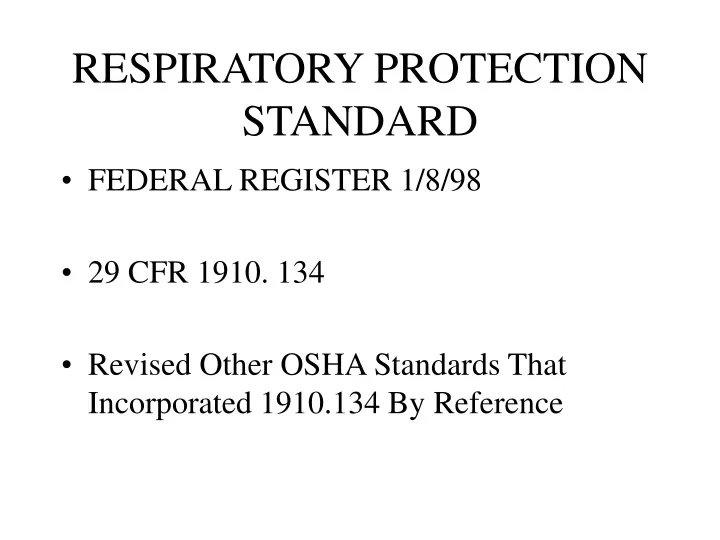 respiratory protection standard