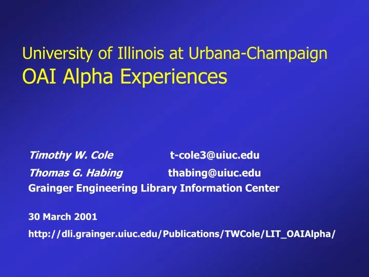 university of illinois at urbana champaign oai alpha experiences