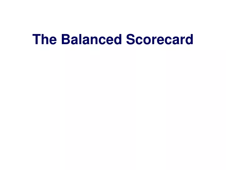 the balanced scorecard