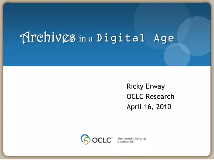 archives in a digital age