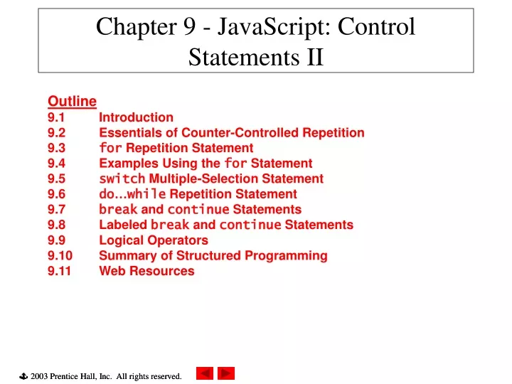 chapter 9 javascript control statements ii
