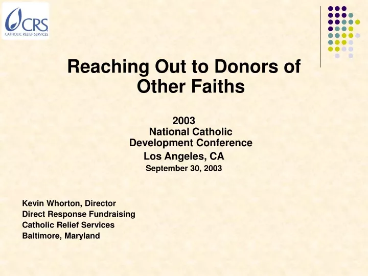 reaching out to donors of other faiths 2003