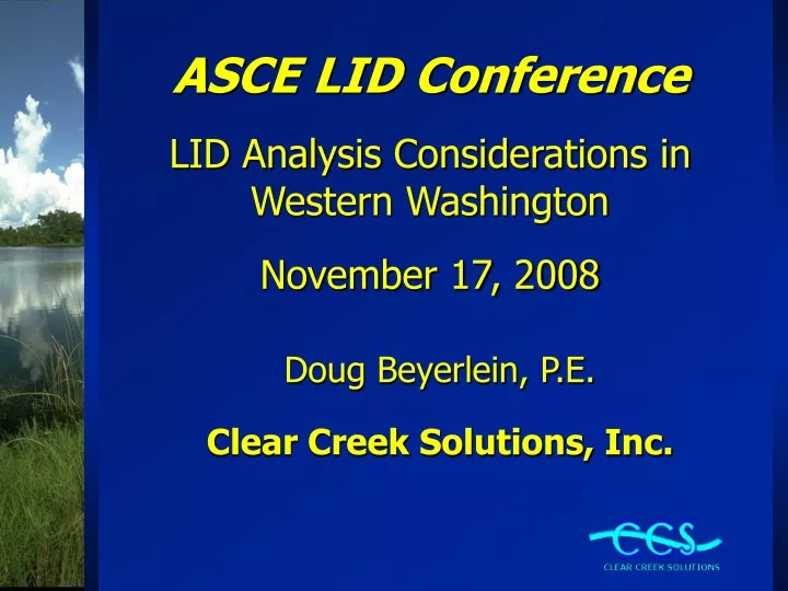 asce lid conference lid analysis considerations in western washington november 17 2008