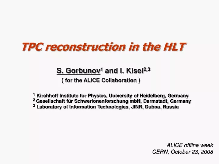 tpc reconstruction in the hlt