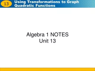 Algebra 1 NOTES Unit 13