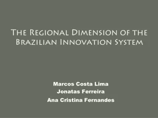 The Regional Dimension of the Brazilian Innovation System