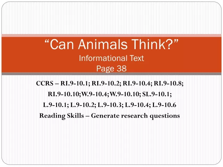 can animals think informational text page 38