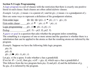 Section 9.2 Logic Programming