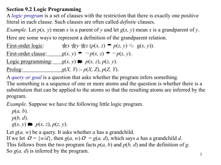 section 9 2 logic programming a logic program