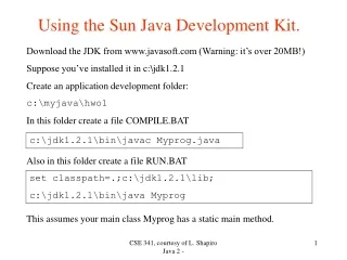 Using the Sun Java Development Kit.