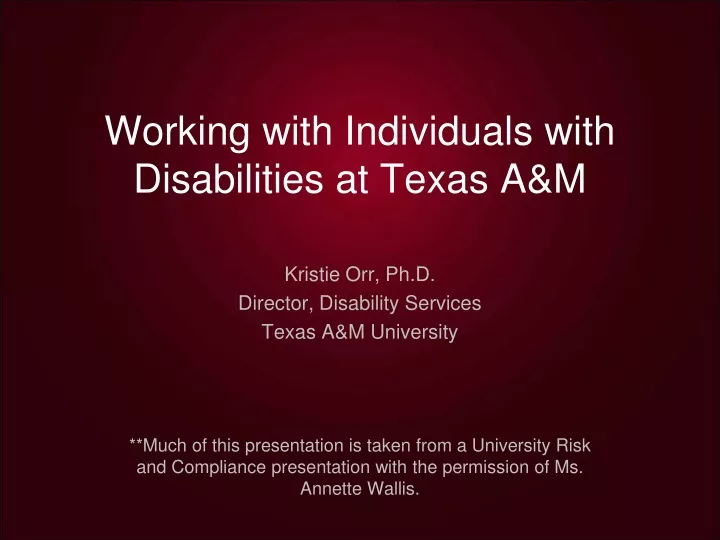 working with individuals with disabilities at texas a m
