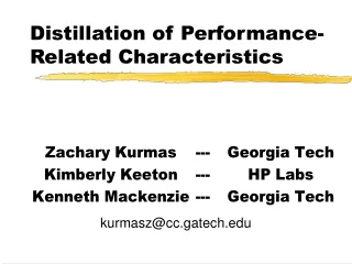 Distillation of Performance-Related Characteristics