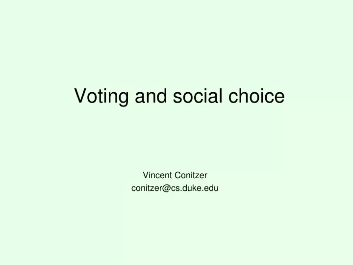 voting and social choice