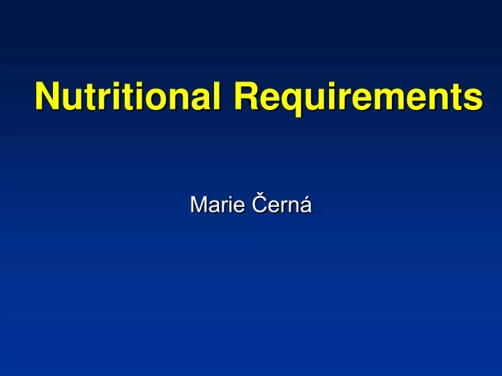 nutritional requirements