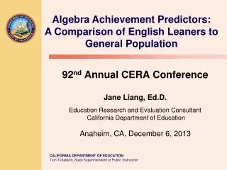 Algebra Achievement Predictors:  A Comparison of English Leaners to General Population