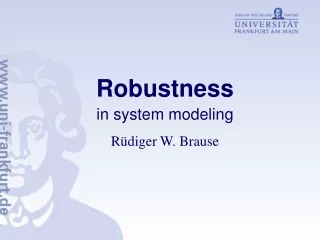 Robustness in system modeling  Rüdiger W. Brause