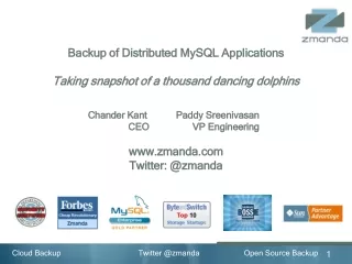 Backup of Distributed MySQL Applications