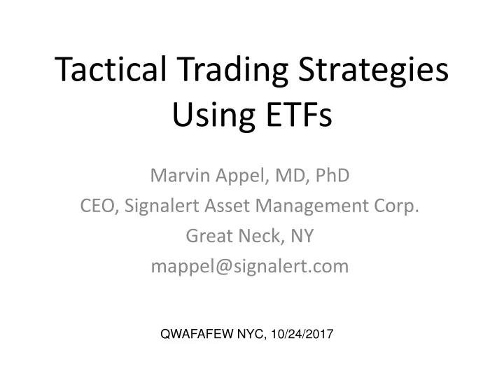 tactical trading strategies using etfs