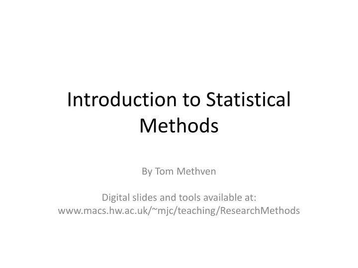 introduction to statistical methods