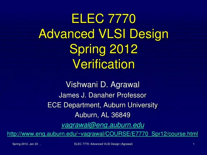 elec 7770 advanced vlsi design spring 2012 verification