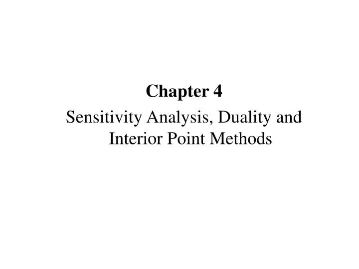 chapter 4 sensitivity analysis duality