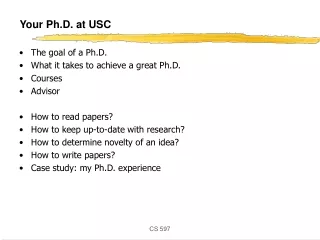 Your Ph.D. at USC