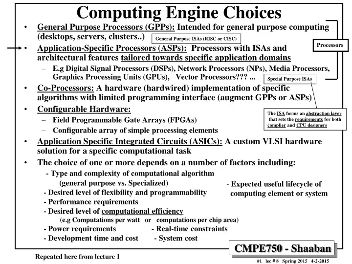 computing engine choices