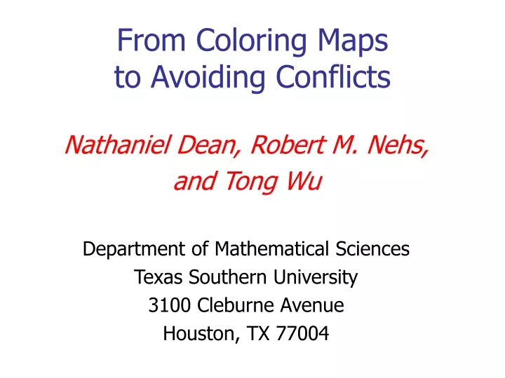 from coloring maps to avoiding conflicts