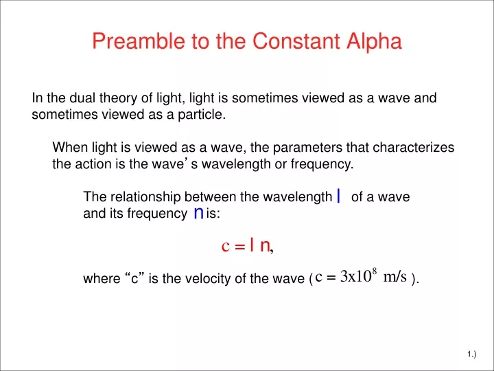 preamble to the constant alpha