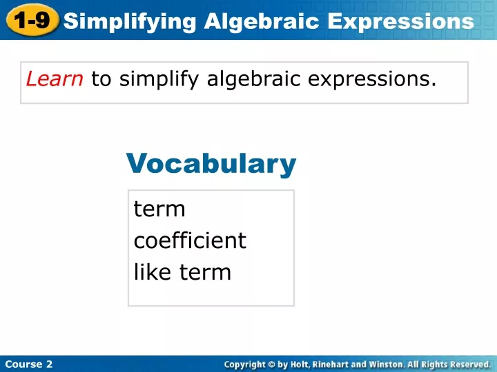learn to simplify algebraic expressions