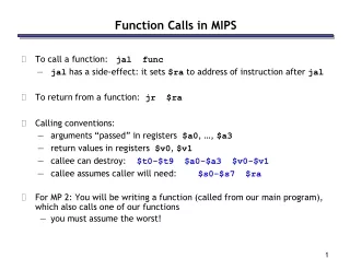 Function Calls in MIPS