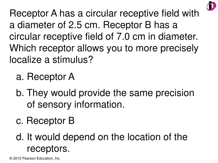 receptor a has a circular receptive field with