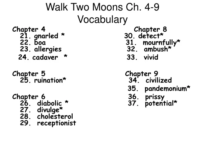 walk two moons ch 4 9 vocabulary
