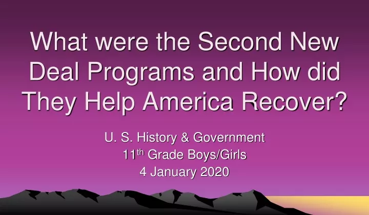 what were the second new deal programs and how did they help america recover