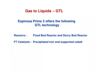 Gas to Liquids – GTL