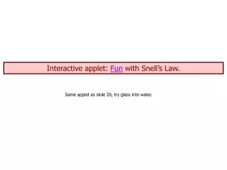 Interactive applet:  Fun  with Snell’s Law.
