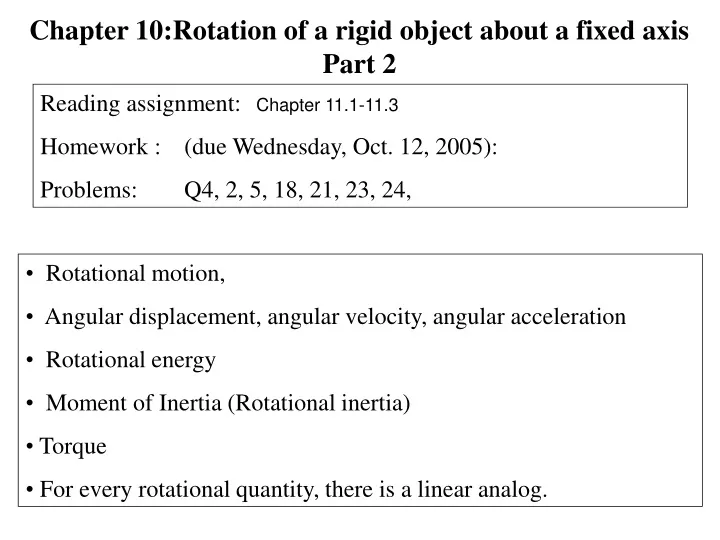 chapter 10 rotation of a rigid object about