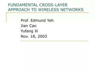 FUNDAMENTAL CROSS-LAYER APPROACH TO WIRELESS NETWORKS